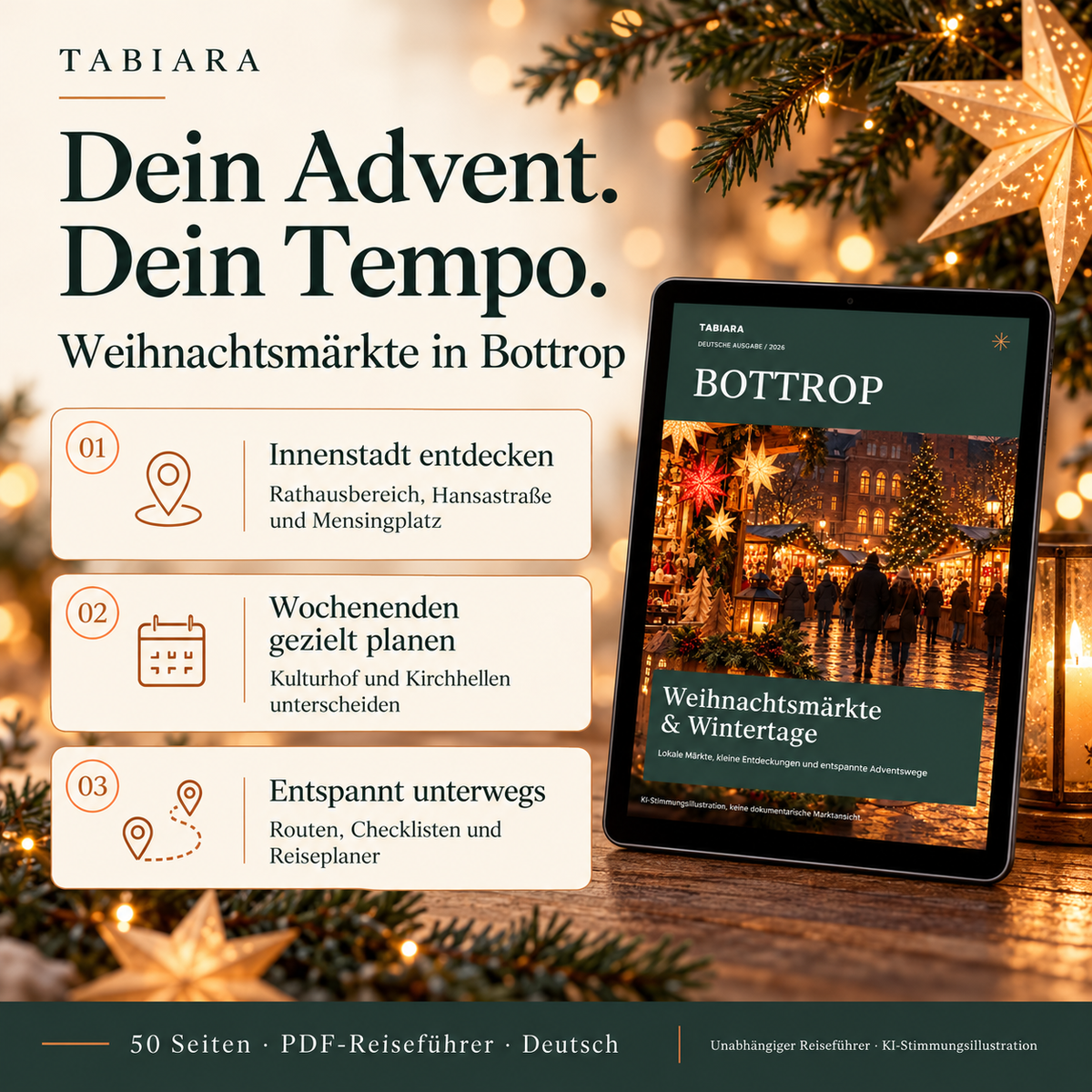 Routenplanung für die Anreise mit Bahn und Bus nach Bottrop (Illustration)
