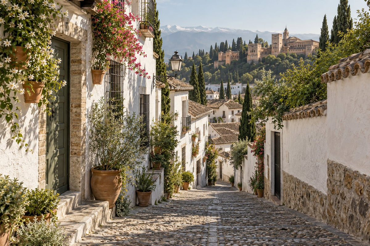 Weiße Gasse im Albaicín, Granada (Illustration)