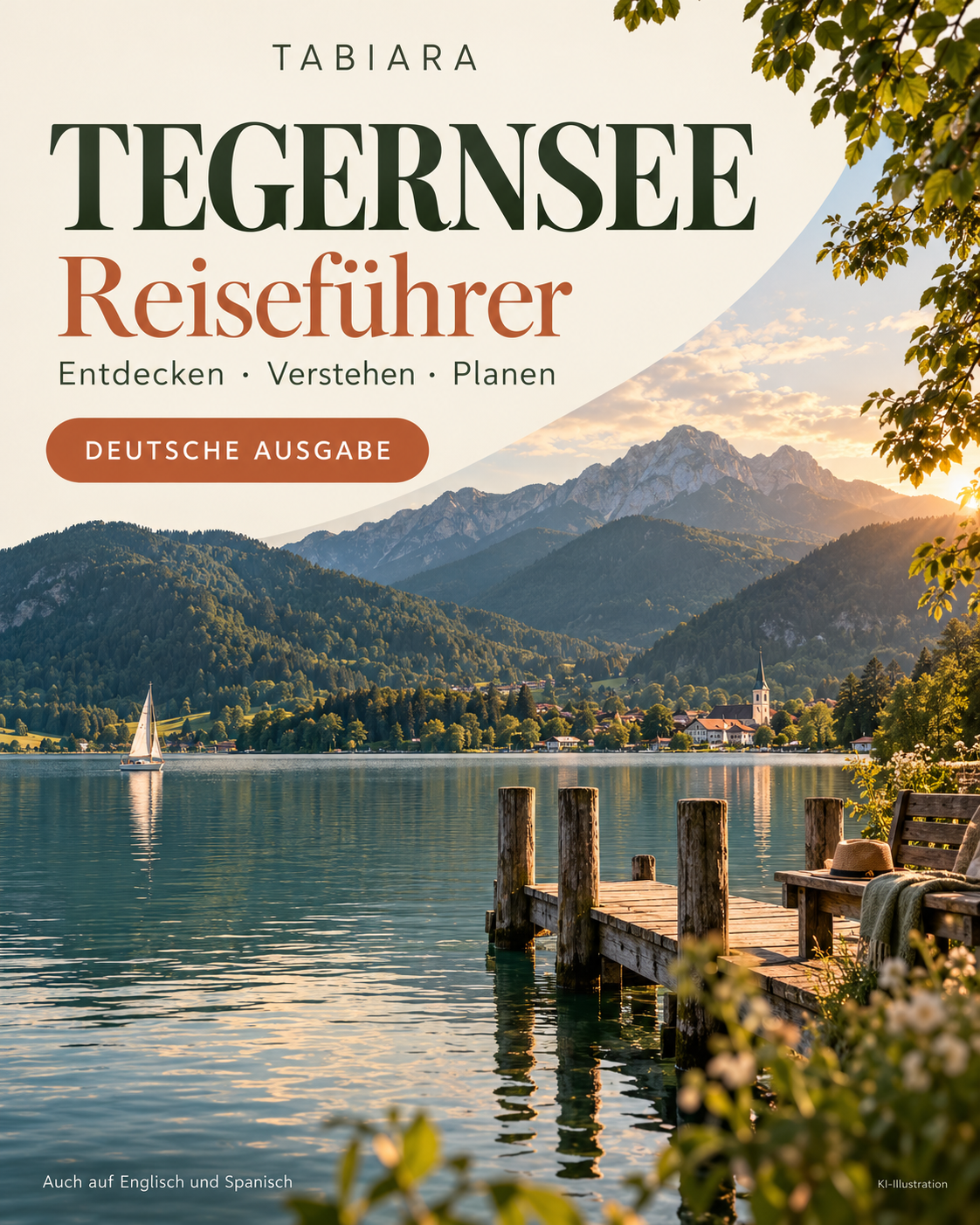 Titelbild Reiseführer Tegernsee mit See und Bergen (Illustration)