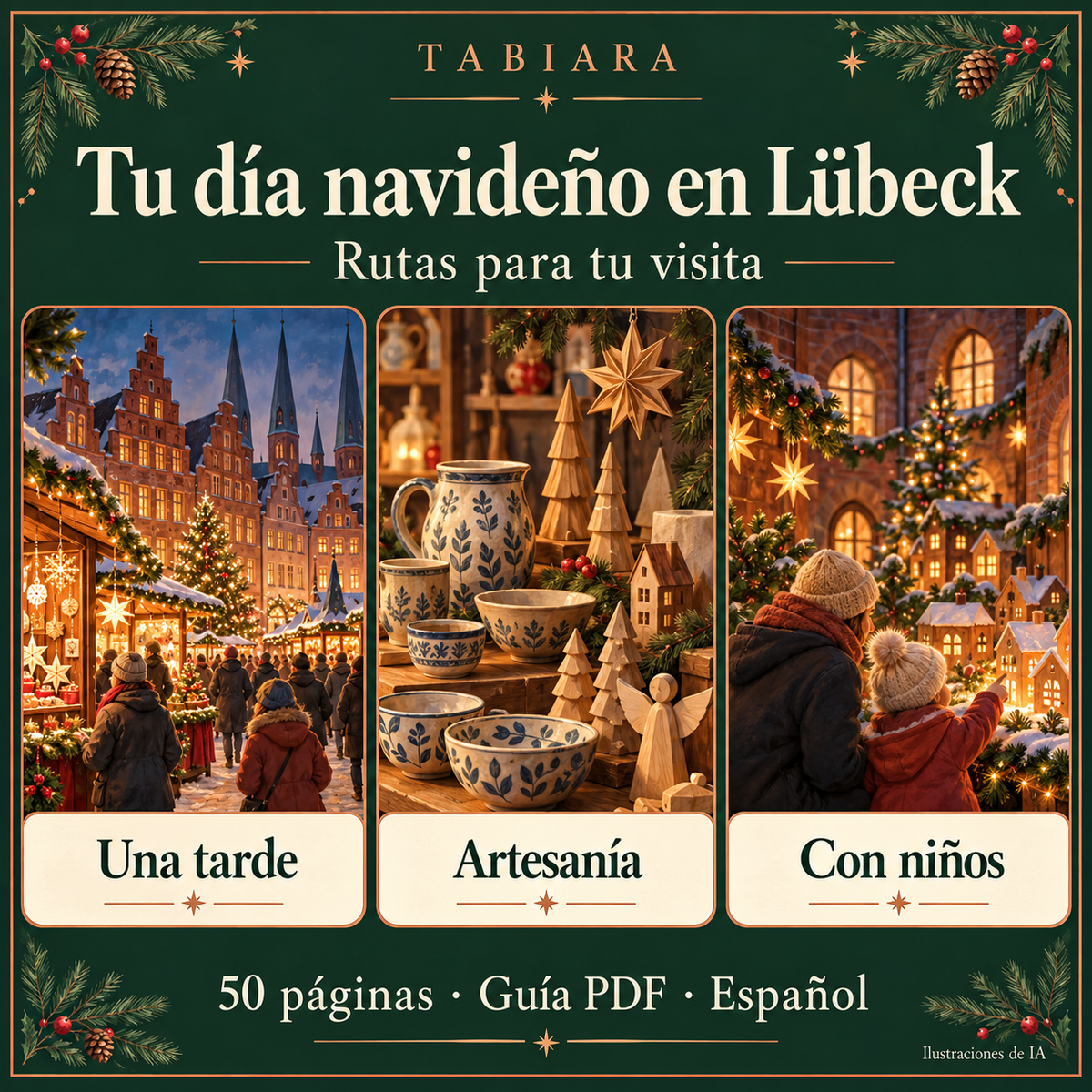 Rutas y planificación de una visita a los mercados navideños de Lübeck (ilustración)