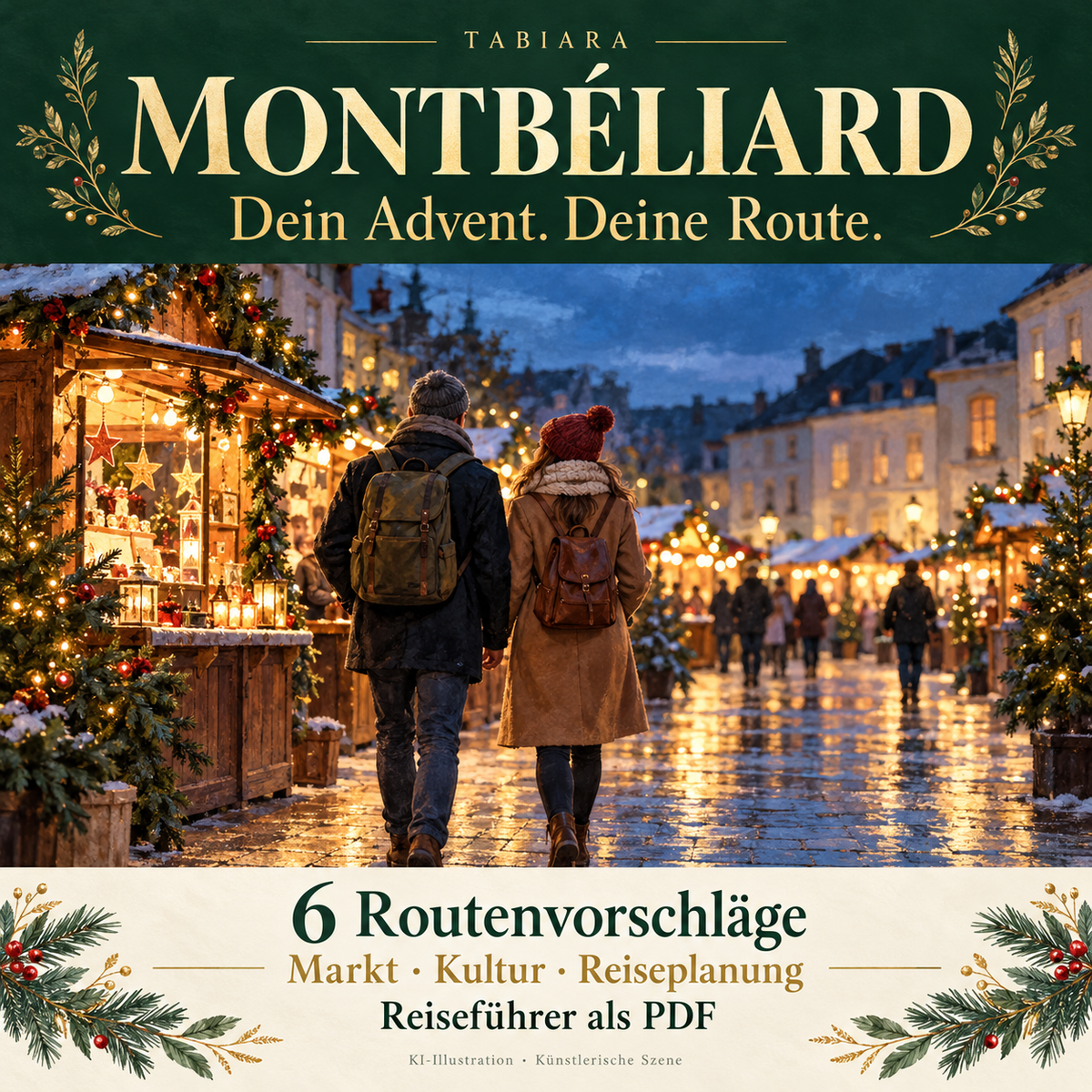 Routen und Reiseplanung für den Weihnachtsmarkt in Montbéliard (Illustration)