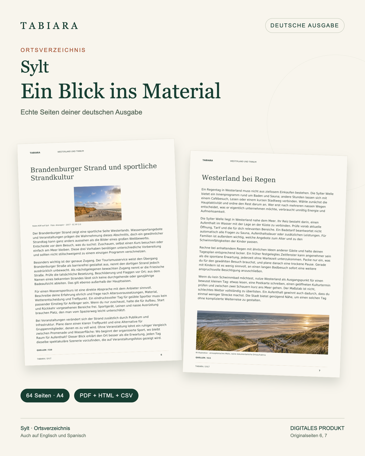 Sylt: Orte zum Entdecken – Ortsverzeichnis mit 50 Orten – Beispielseiten (Illustration)