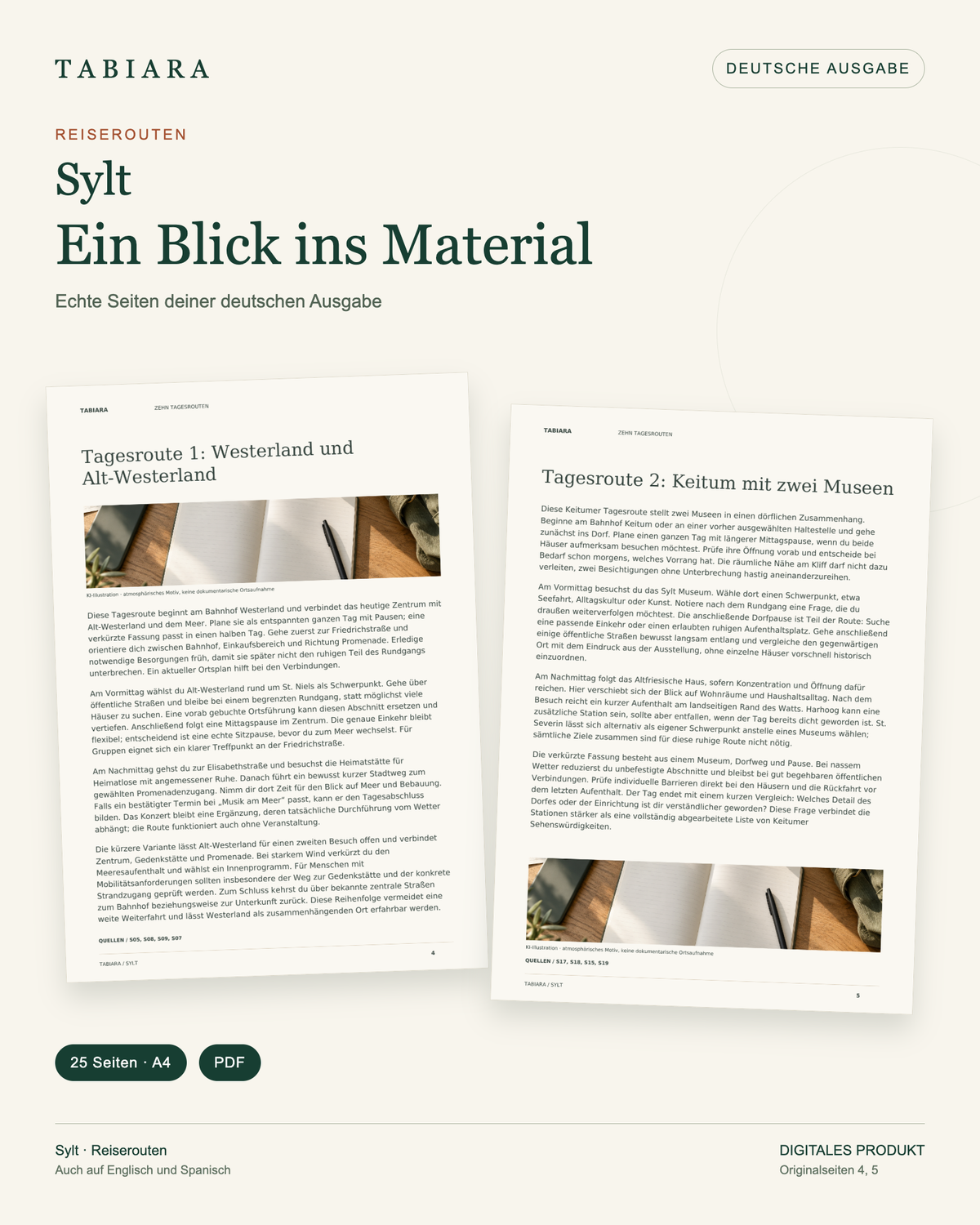 Sylt: Zehn Reiserouten – Tagestouren zum Ausfüllen – Beispielseiten (Illustration)
