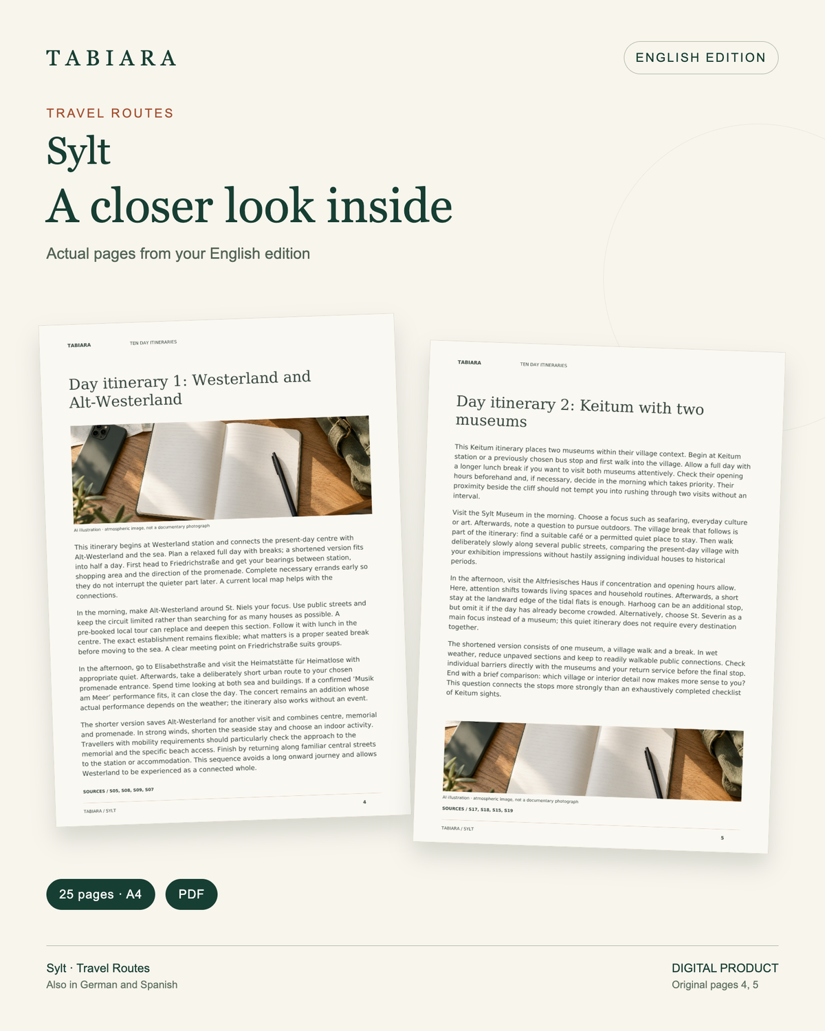 Sylt Day Routes – 10 Itineraries – sample pages (illustration)