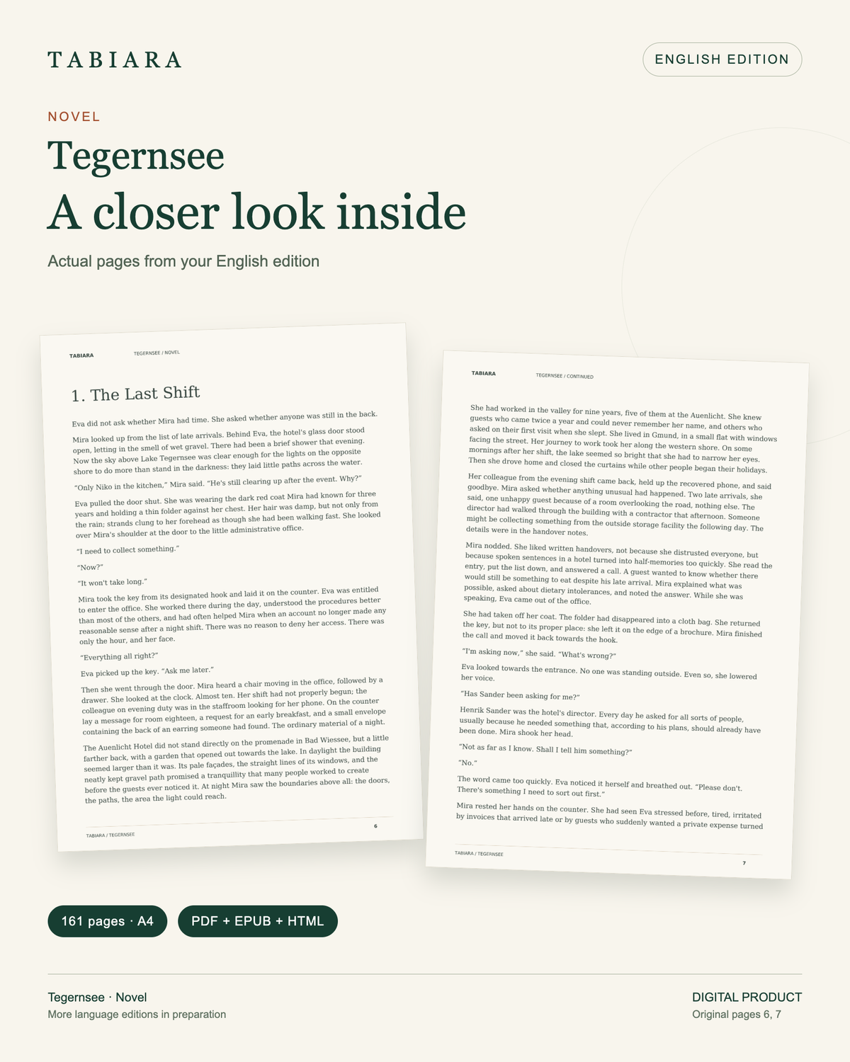 The Light on the Other Shore – A Novel Set at Tegernsee – sample pages (illustration)