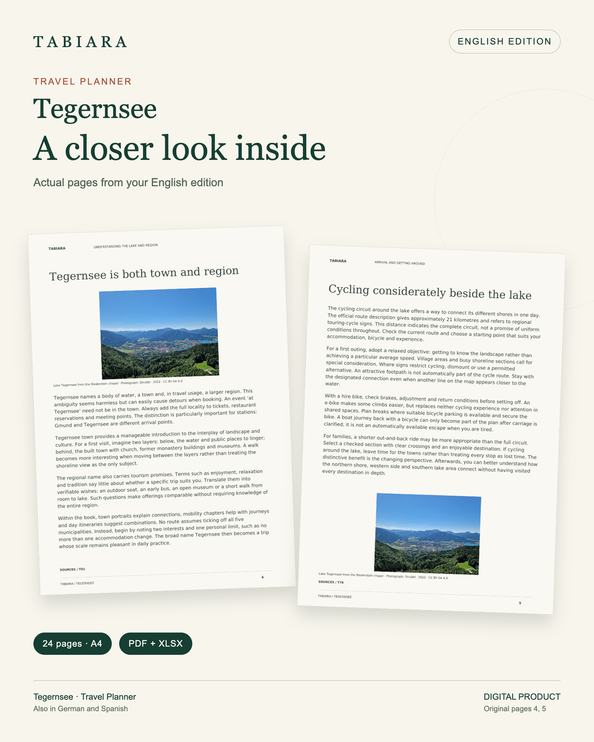 Tegernsee Travel Planner – Fillable PDF – sample pages (illustration)