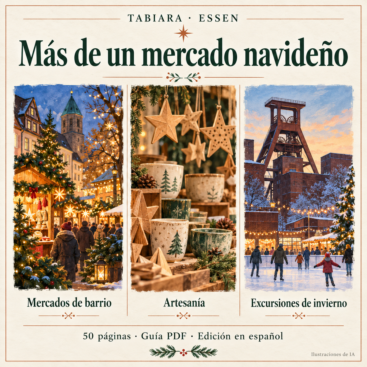 Páginas interiores de la guía de Essen con el plan para días de lluvia (ilustración)