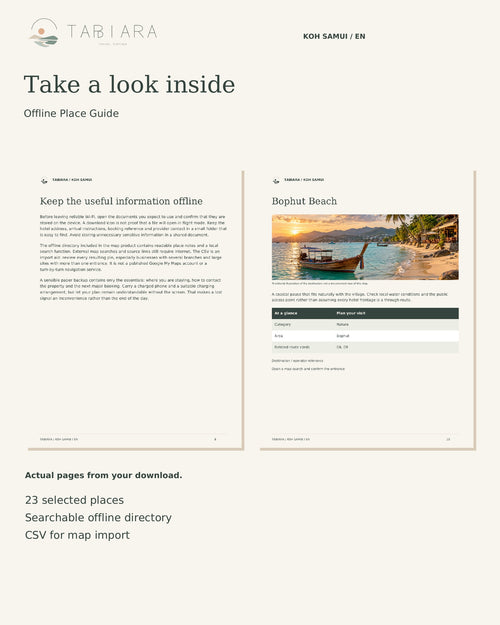 Innenansicht: Tabiara Offline-Ortsguide Koh Samui, Ortseinträge aus Offline-Verzeichnis und PDF