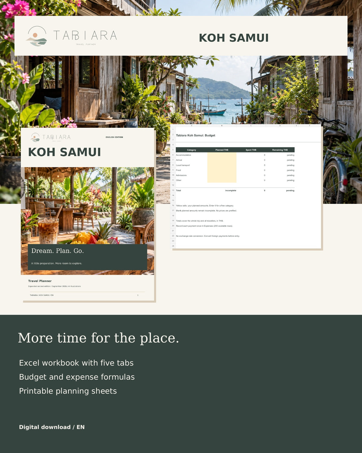 Koh Samui Reiseplaner – Druckbares PDF + Excel-Budgetplaner
