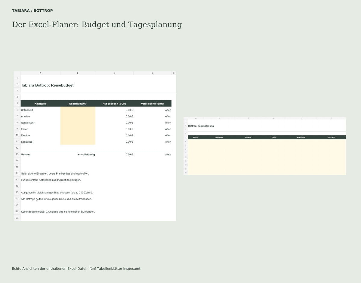 Bottrop Travel Planner (German Edition) – PDF + Excel