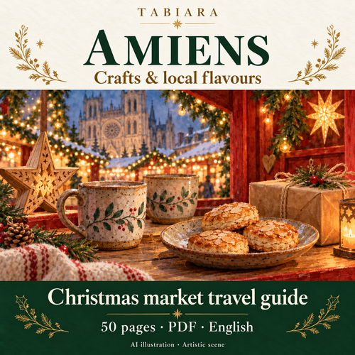 Crafts and local flavours at a red chalet of the Amiens Christmas market (illustration)