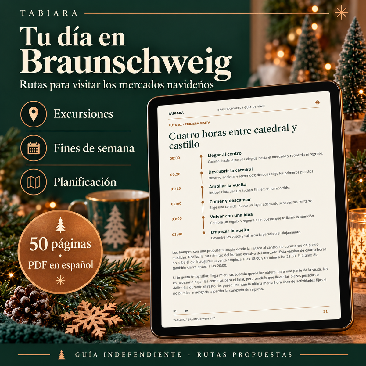 Páginas de rutas de la guía de Braunschweig: cuatro horas entre catedral y castillo y fin de semana (ilustración)