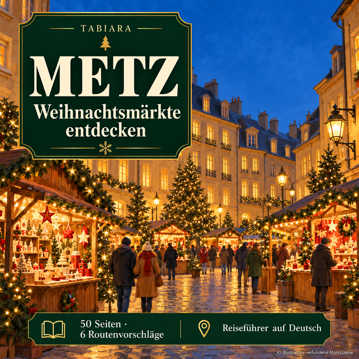 Titelbild des PDF-Reiseführers zu den Weihnachtsmärkten in Metz 2026 (Illustration)