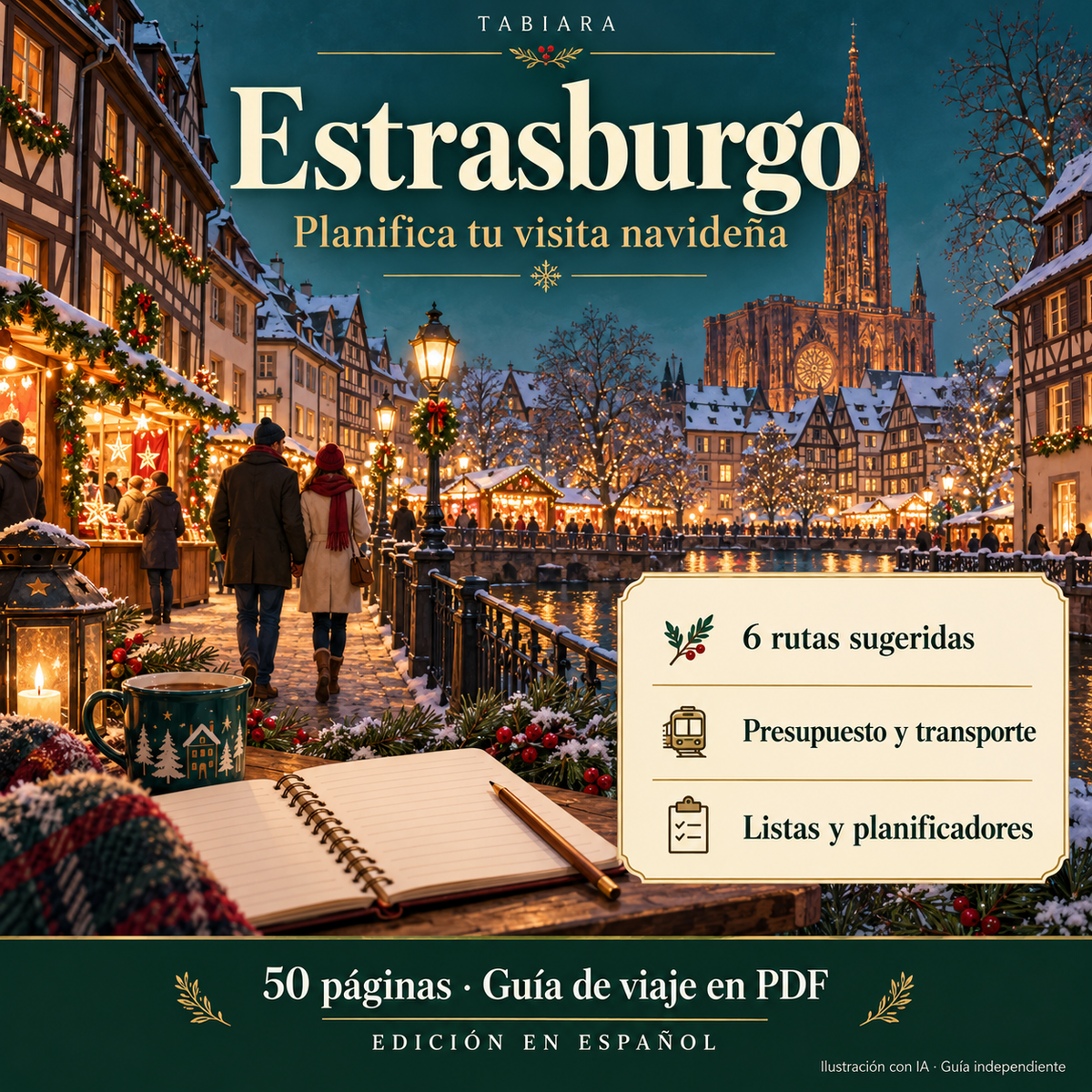 Rutas y páginas de planificación para recorrer los mercados navideños de Estrasburgo (ilustración)