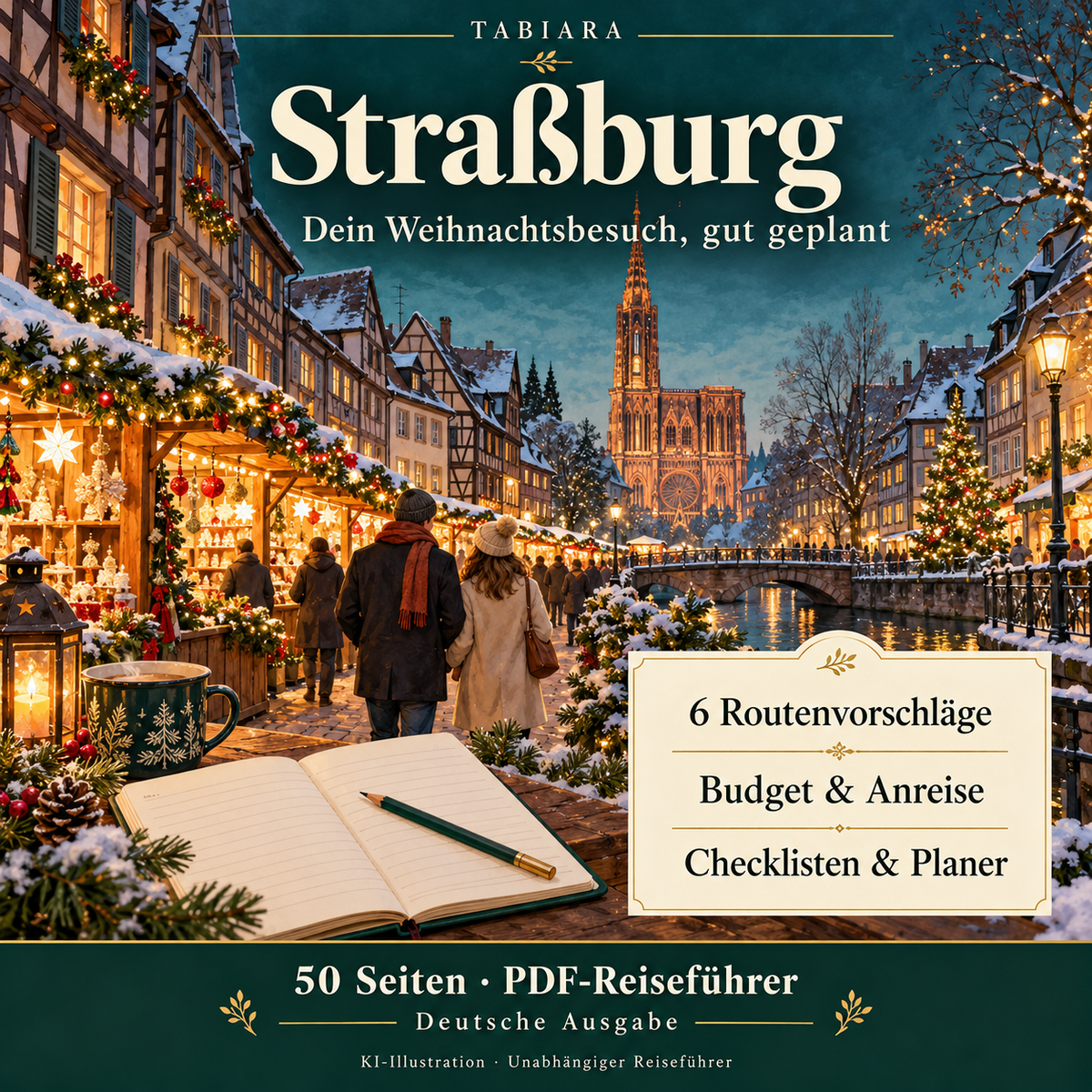 Routen und Reiseplanung für die Weihnachtsmärkte in Straßburg (Illustration)