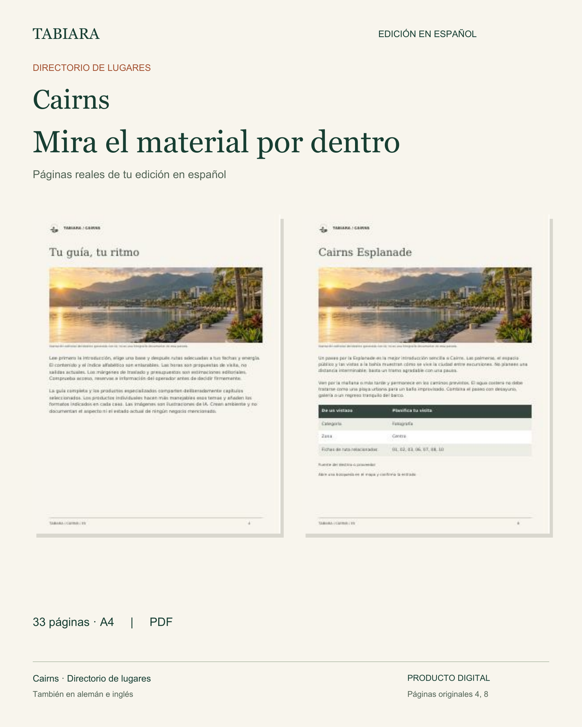 Guía de lugares sin conexión de Cairns – 23 lugares (PDF, CSV, HTML)