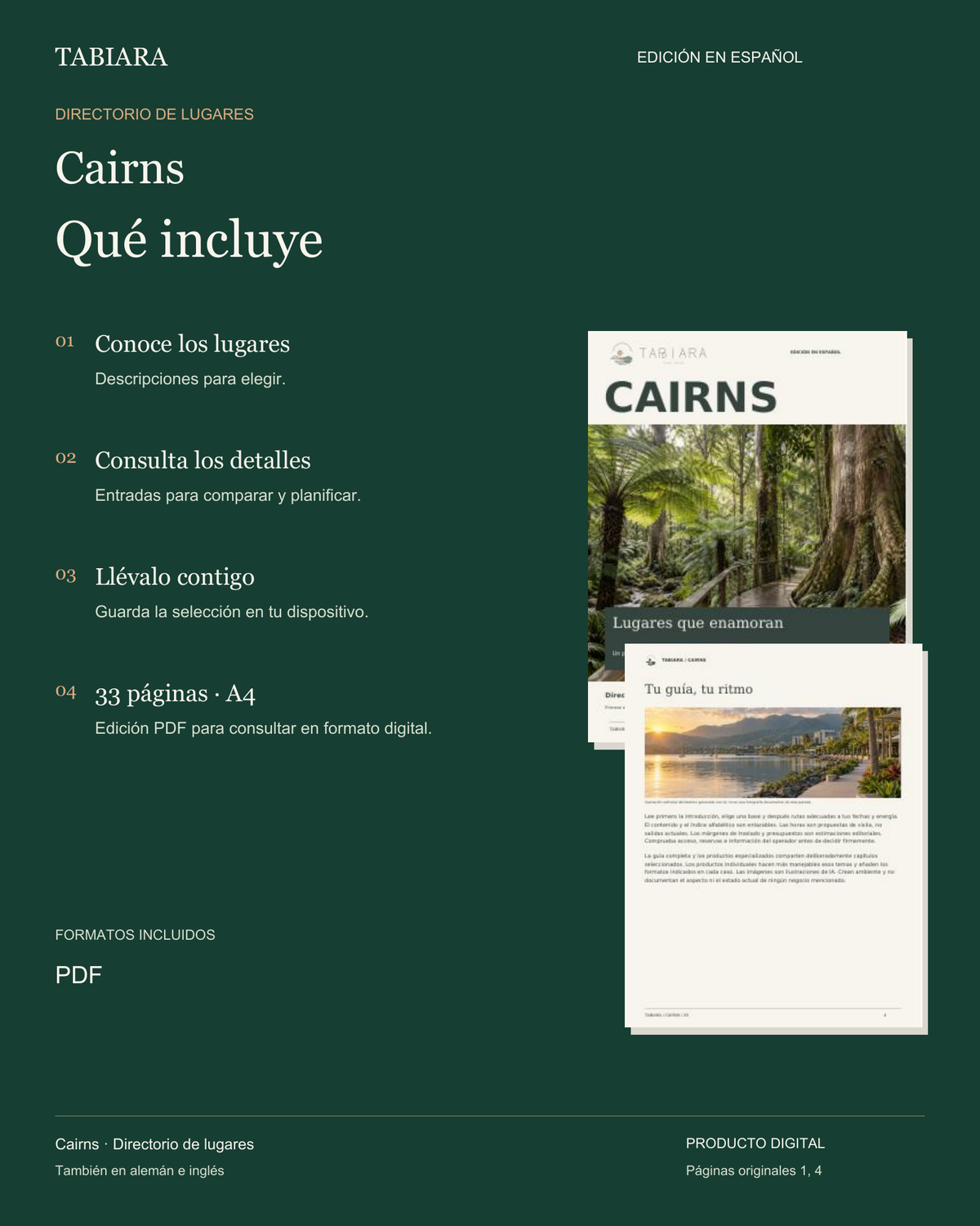 Guía de lugares sin conexión de Cairns – 23 lugares (PDF, CSV, HTML)