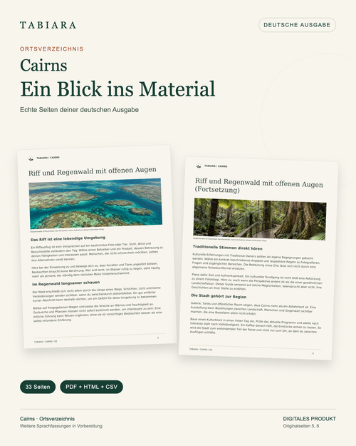 Guía de lugares sin conexión de Cairns – 23 lugares (PDF, CSV, HTML)
