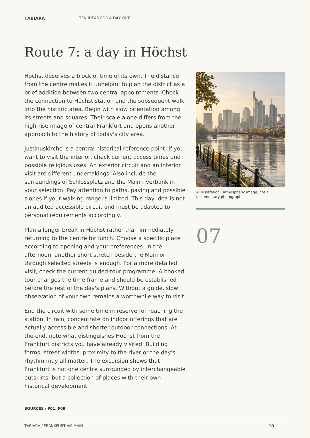 Frankfurt Day Routes – sample page (illustration)