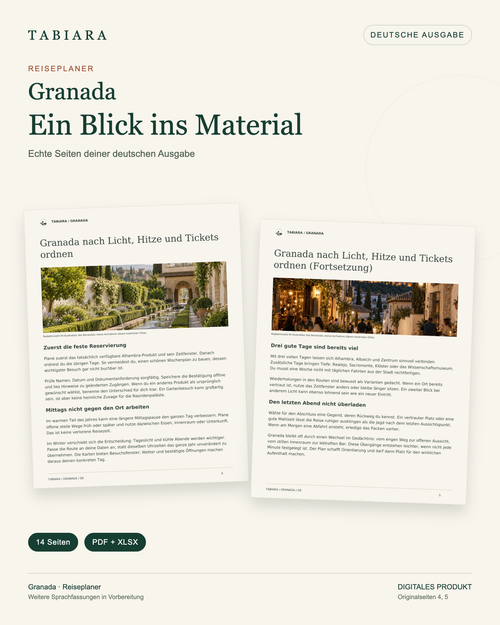 Granada Reiseplaner – Druckbares PDF + Excel-Budgetplaner
