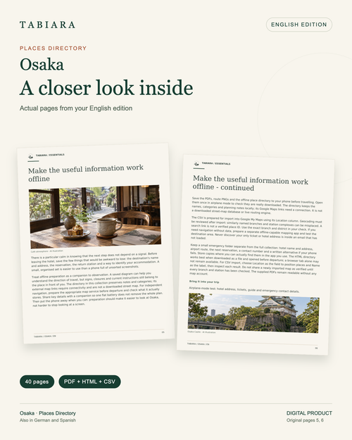 Osaka Offline Map Guide – 42 Curated Places (PDF, CSV, HTML)