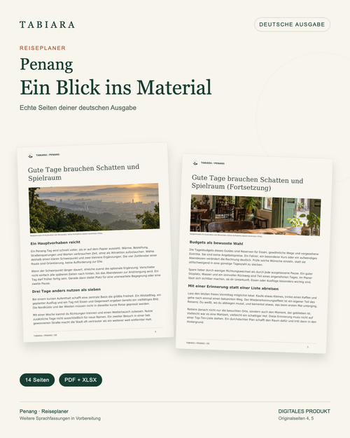 Penang Reiseplaner – Druckbares PDF + Excel-Budgetplaner