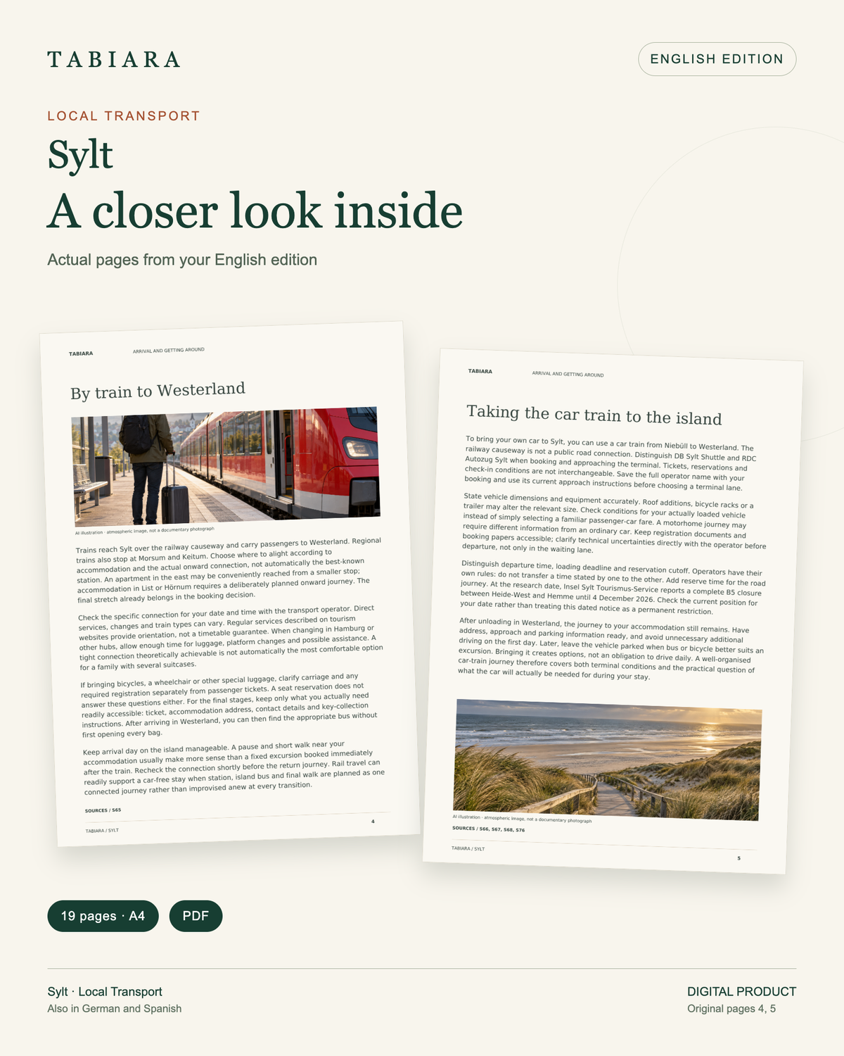 Getting Around Sylt by Bus, Bike & Train – sample pages (illustration)