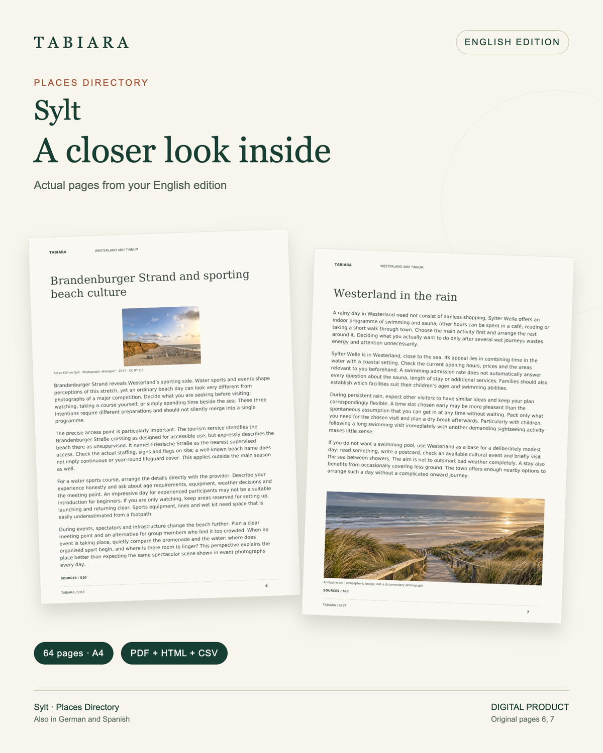 Places to Discover on Sylt – 50 Place Profiles – sample pages (illustration)