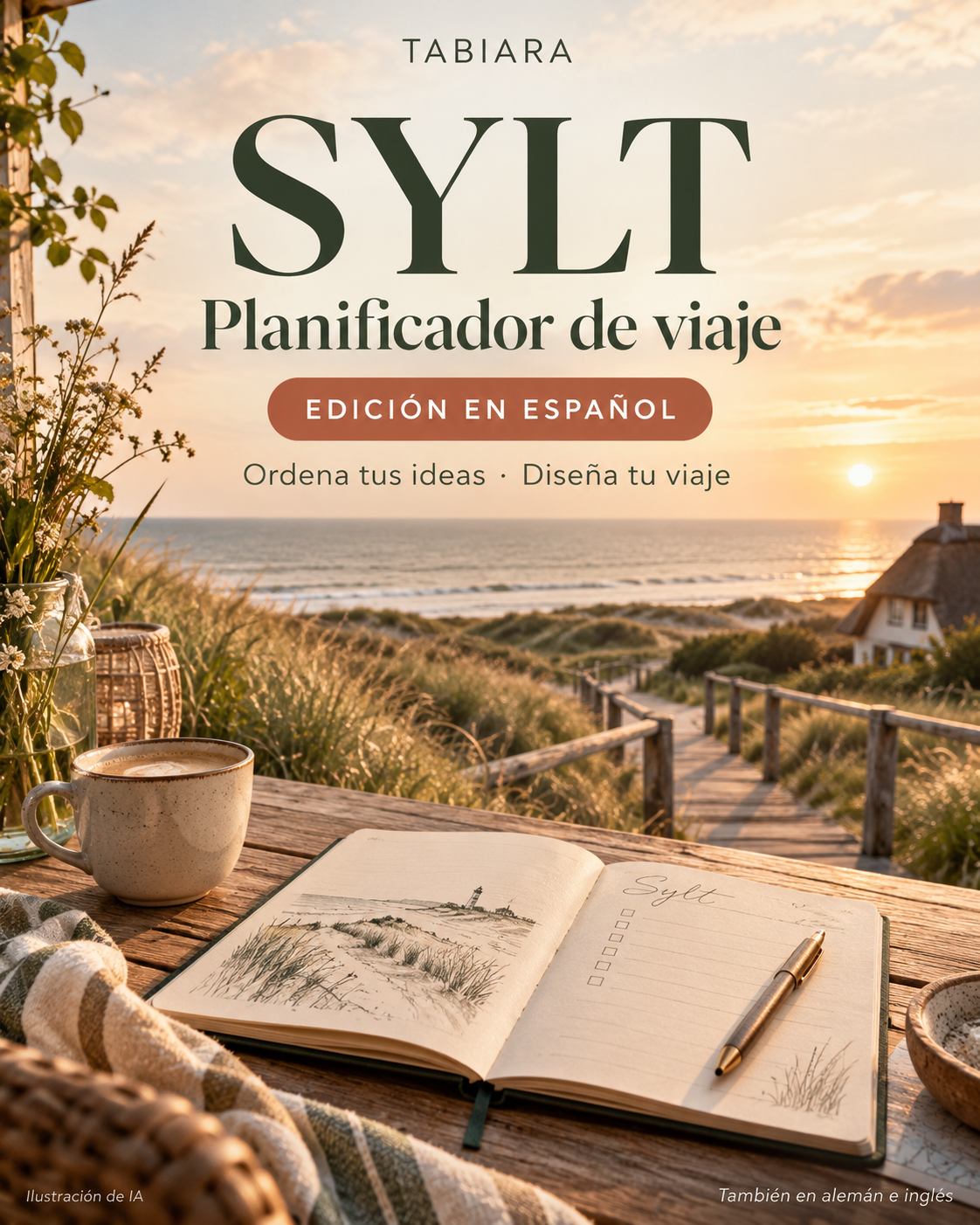 Planificador de viaje de Sylt – PDF rellenable – portada (ilustración)