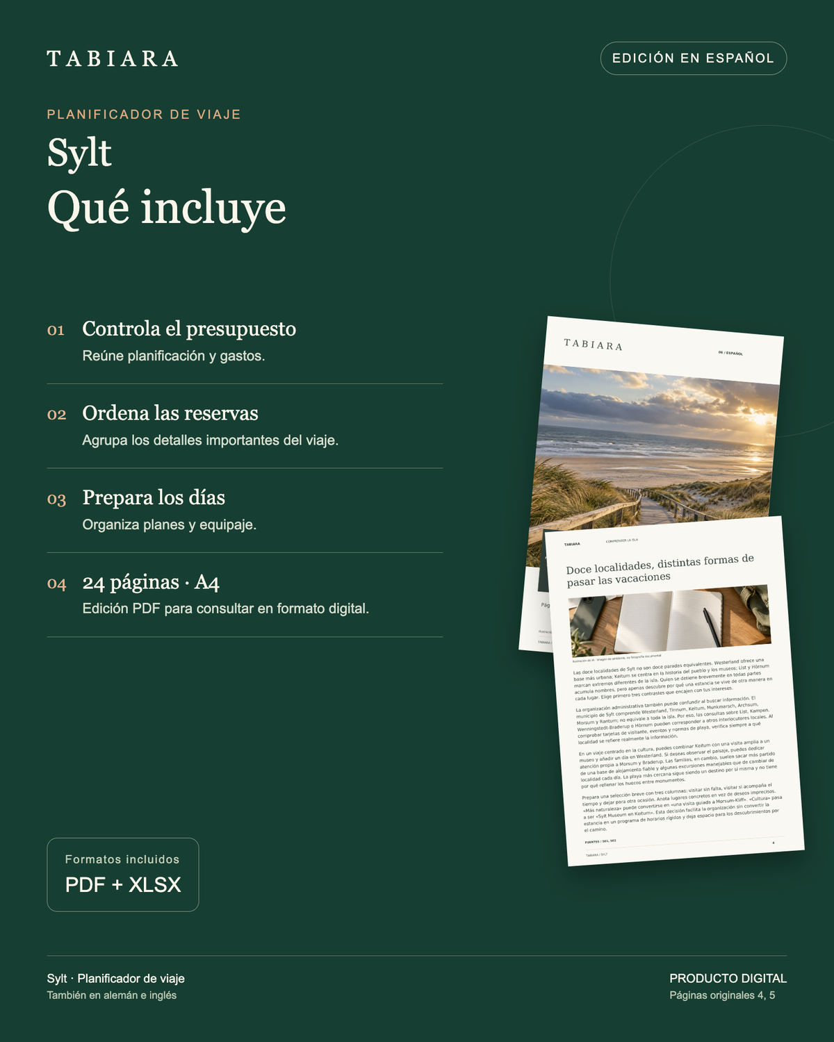 Planificador de viaje de Sylt – PDF rellenable – contenido y ventajas (ilustración)