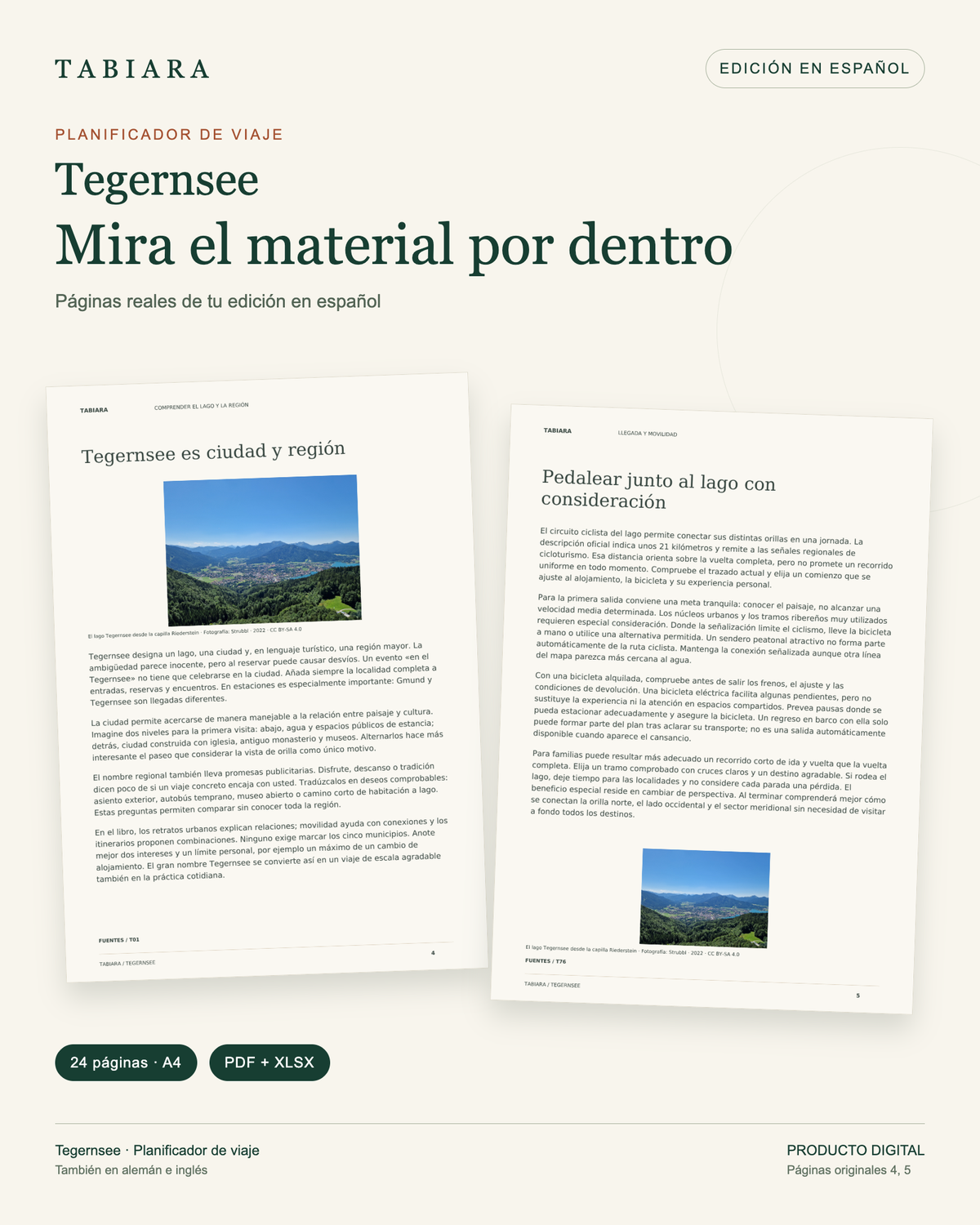 Planificador de viaje del Tegernsee – PDF rellenable – páginas de muestra (ilustración)