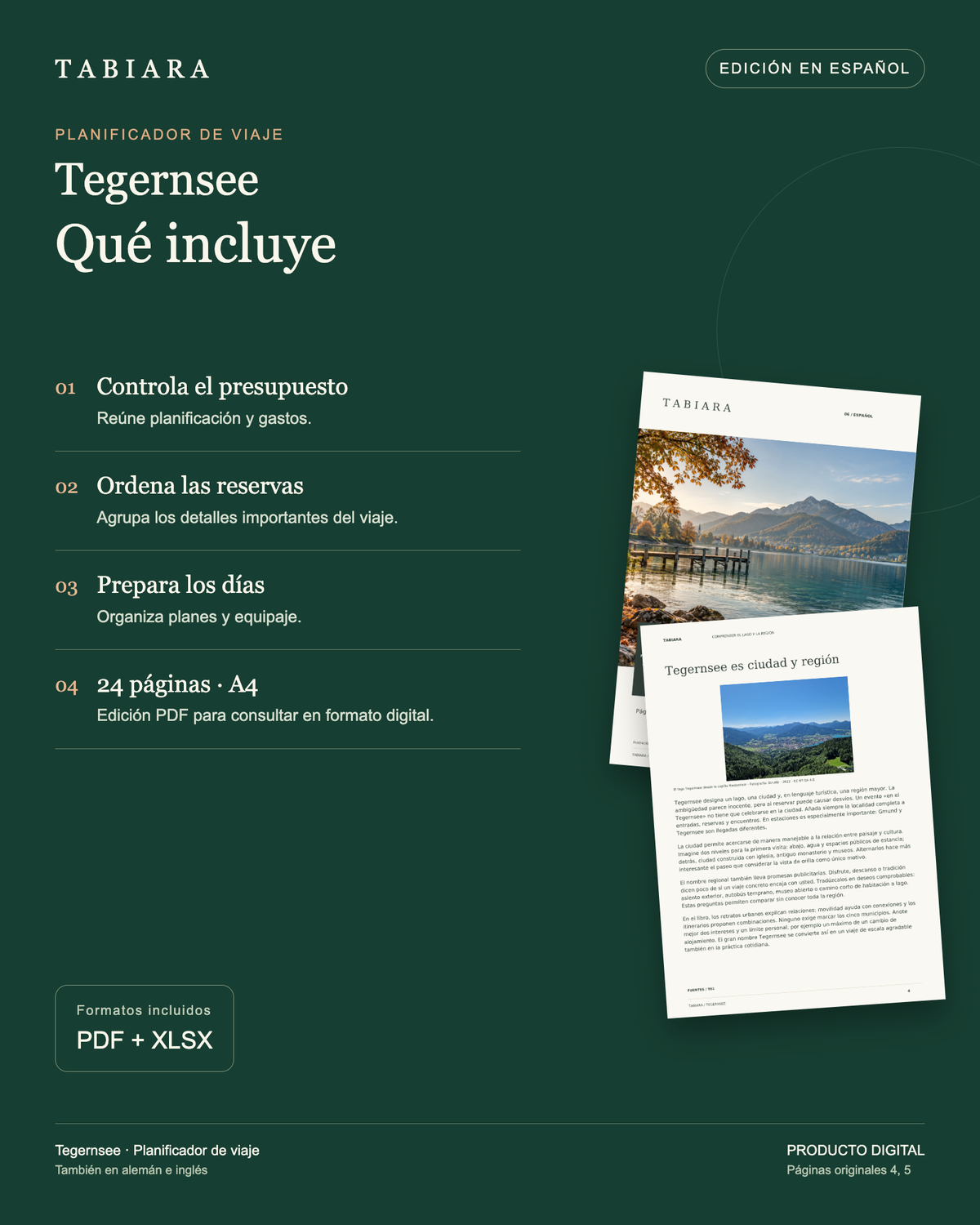 Planificador de viaje del Tegernsee – PDF rellenable – contenido y ventajas (ilustración)