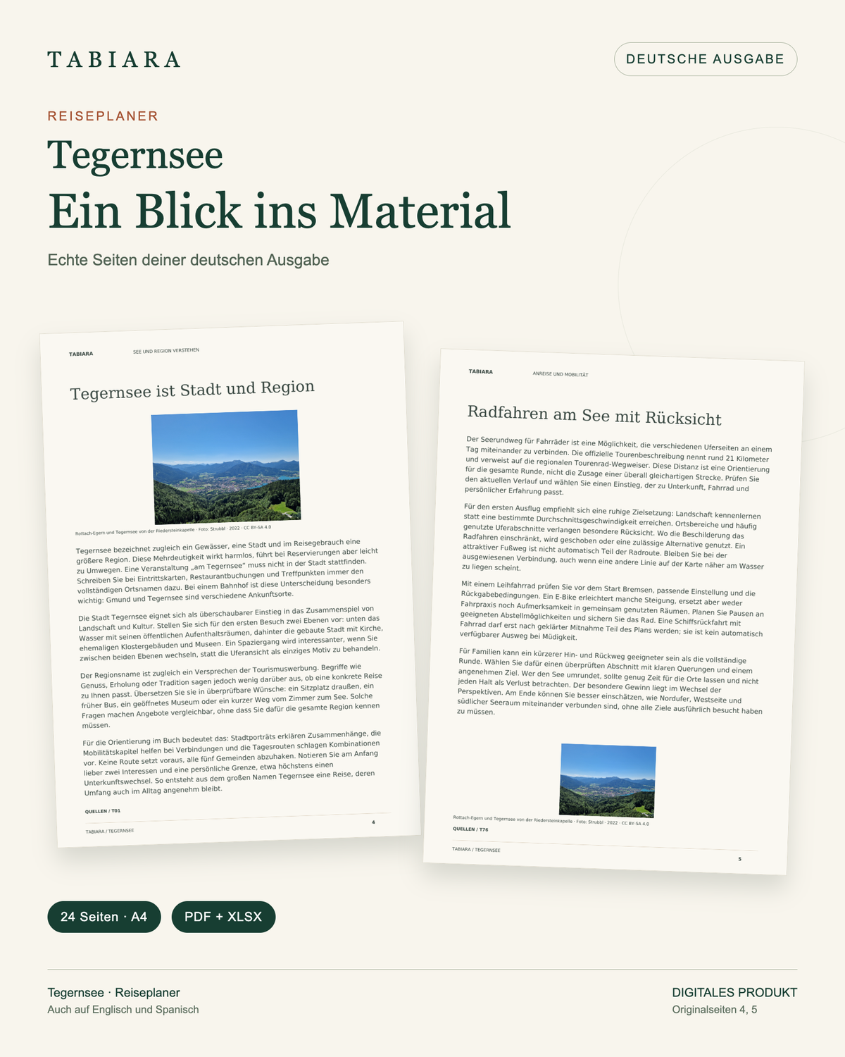 Tegernsee: Dein Reiseplaner – Ausfüllbares PDF – Beispielseiten (Illustration)