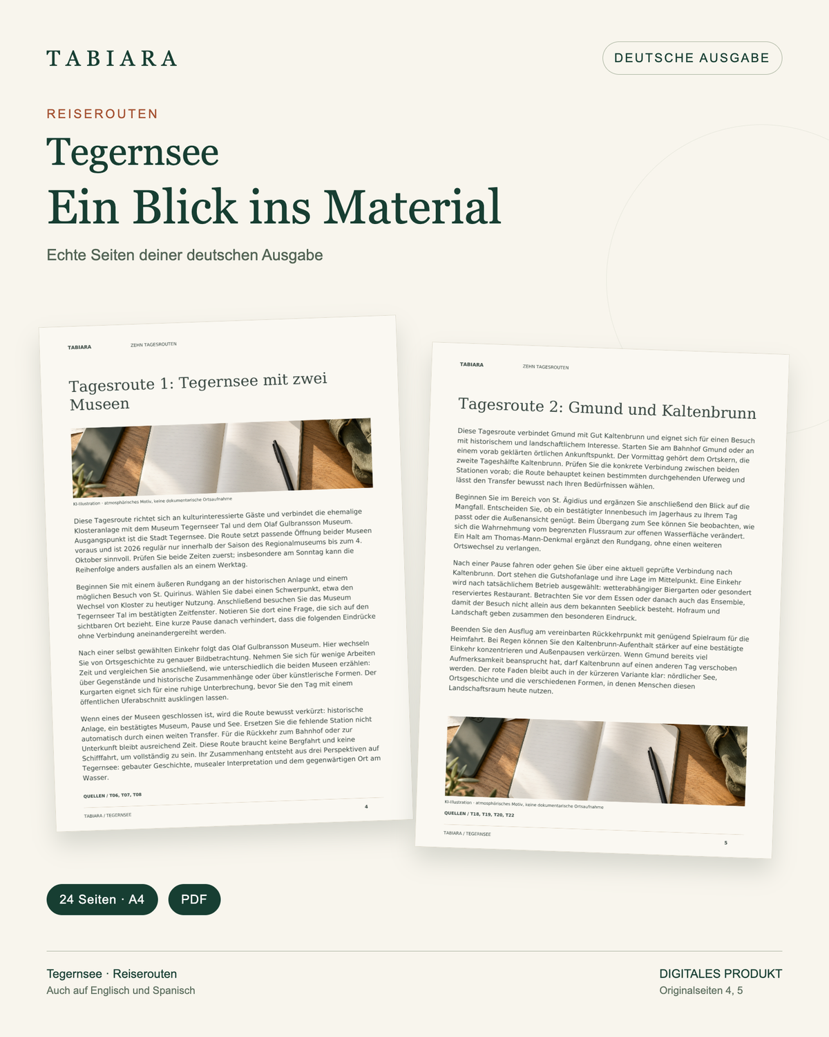 Tegernsee: Zehn Reiserouten – Tagestouren zum Ausfüllen – Beispielseiten (Illustration)